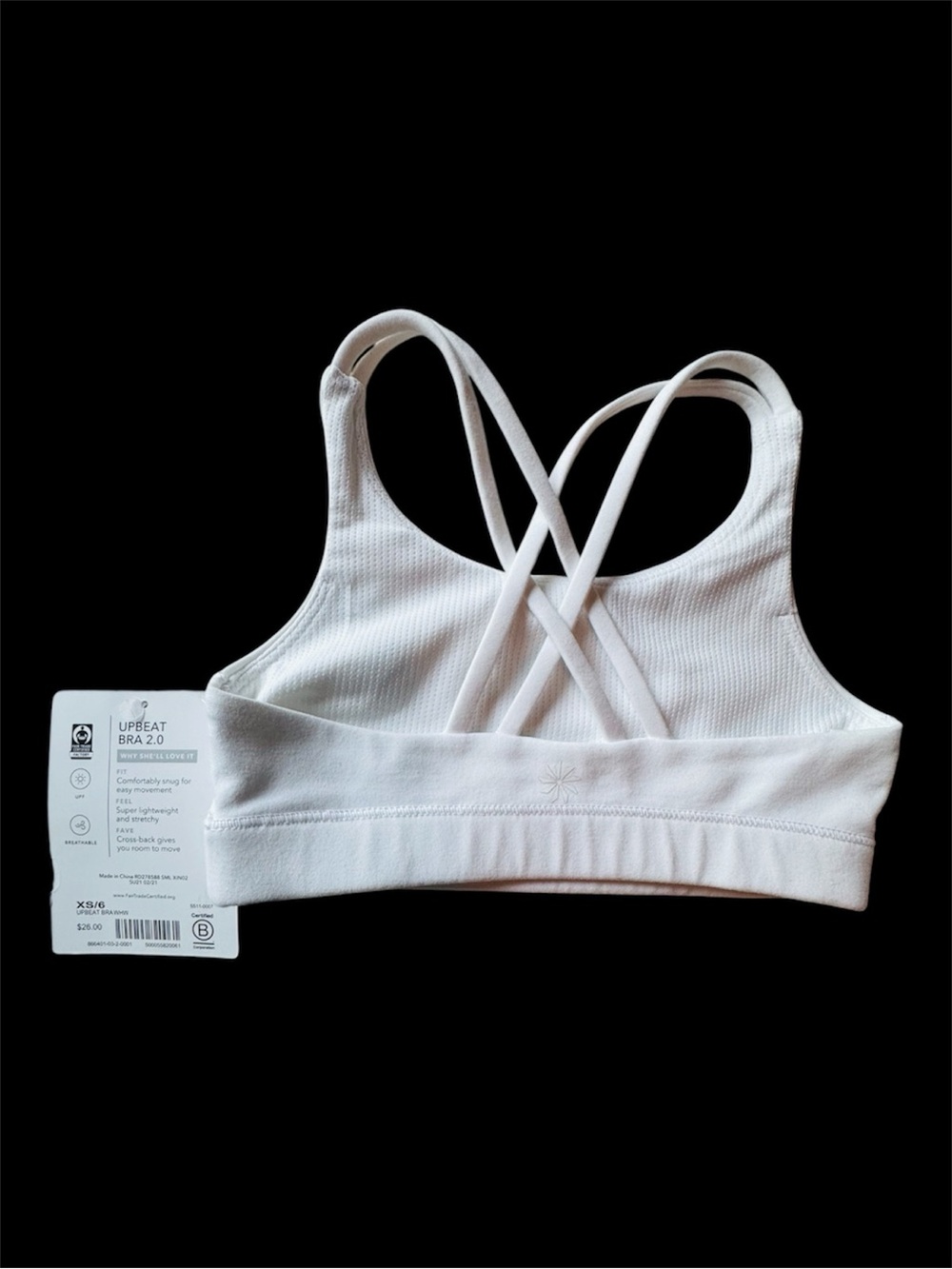 Athleta Kid Upbeat Bra White Crossback XS/6 - Picture 2 of 3